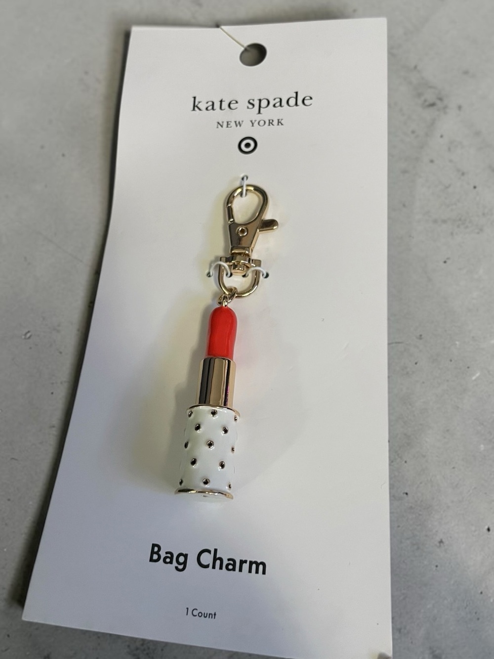 NWT Kate Spade x Target Limited Edition Lipstick Bag Charm Keychain - Polka Dot